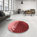 Round Patterned Tomato Red Rug in a Office, pat232rd