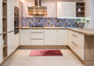 Patterned Tomato Red Rug in a Kitchen, pat232rd