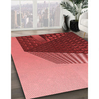 Patterned Tomato Red Rug, pat232rd