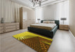 Patterned Dark Bronze Brown Rug in a Bedroom, pat232yw