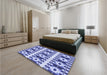 Patterned Blue Rug in a Bedroom, pat2320blu