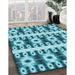 Machine Washable Transitional Dark Cyan Green Rug in a Family Room, wshpat2320lblu