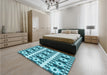 Patterned Dark Cyan Green Rug in a Bedroom, pat2320lblu