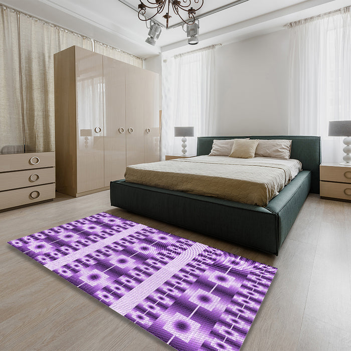 Round Machine Washable Transitional Dark Orchid Purple Rug in a Office, wshpat2320pur