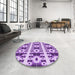 Round Patterned Dark Orchid Purple Rug in a Office, pat2320pur