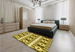 Patterned Dark Bronze Brown Rug in a Bedroom, pat2320yw