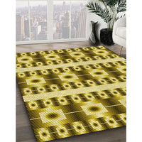 Patterned Dark Bronze Brown Rug, pat2320yw