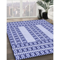 Patterned Royal Blue Rug, pat2321blu