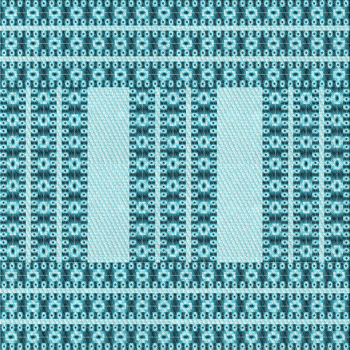 Round Patterned Dark Cyan Green Rug, pat2321lblu