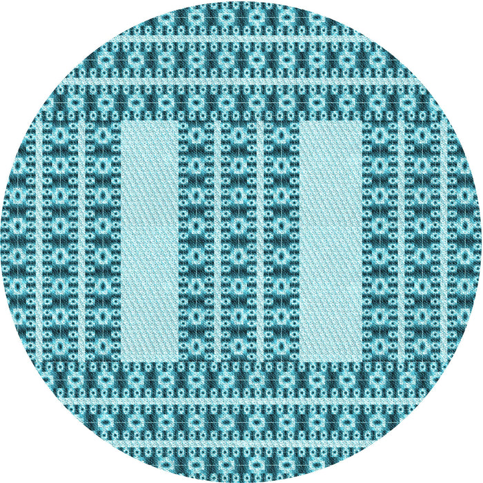 Square Patterned Dark Cyan Green Rug, pat2321lblu