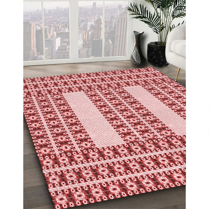 Machine Washable Transitional Pink Rug in a Family Room, wshpat2321rd
