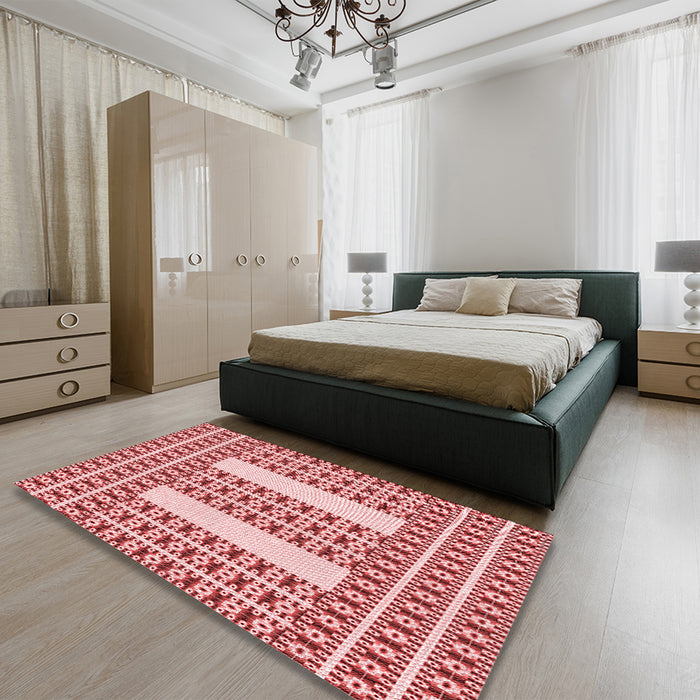 Patterned Baby Pink Rug in a Bedroom, pat2321rd