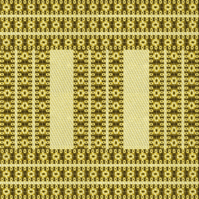 Round Patterned Dark Yellow Green Rug, pat2321yw