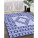 Patterned Royal Blue Rug in Family Room, pat2323blu
