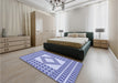 Patterned Royal Blue Rug in a Bedroom, pat2323blu