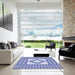 Square Patterned Royal Blue Rug in a Living Room, pat2323blu