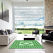 Square Patterned Jade Green Rug in a Living Room, pat2323grn