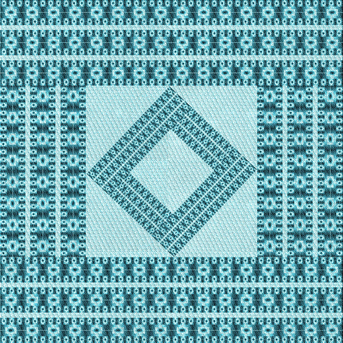 Round Patterned Dark Cyan Green Rug, pat2323lblu