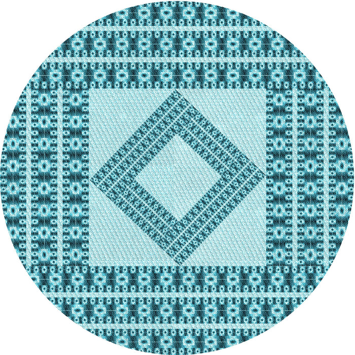 Square Patterned Dark Cyan Green Rug, pat2323lblu