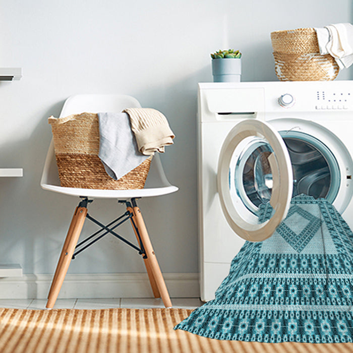 Machine Washable Transitional Dark Cyan Green Rug in a Washing Machine, wshpat2323lblu