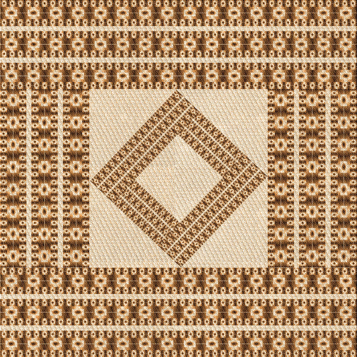 Round Patterned Mahogany Brown Rug, pat2323org