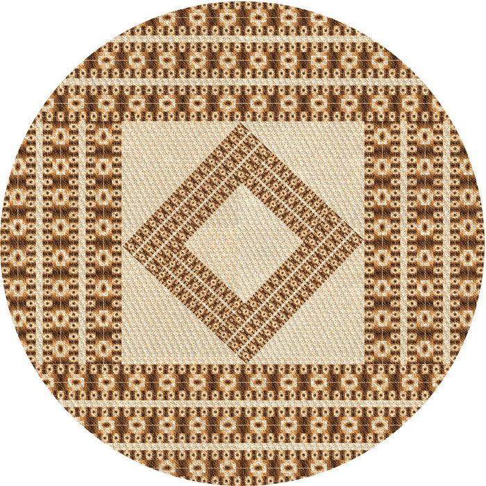 Square Patterned Mahogany Brown Rug, pat2323org