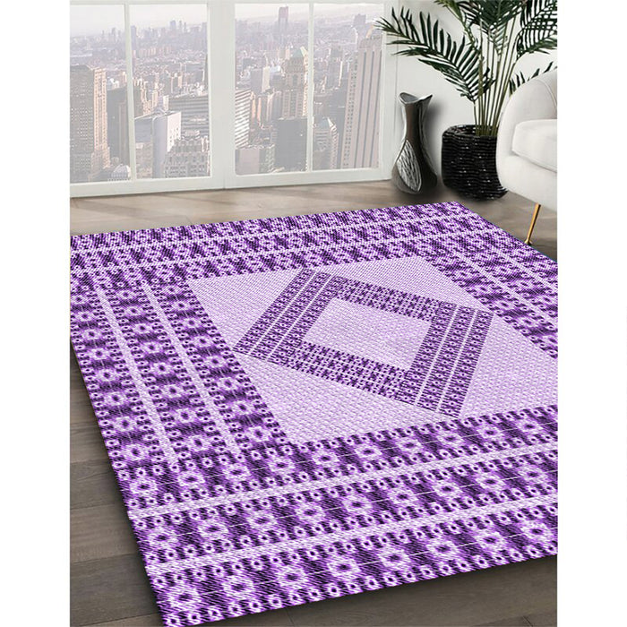 Patterned Blossom Pink Rug in Family Room, pat2323pur