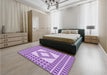 Patterned Blossom Pink Rug in a Bedroom, pat2323pur