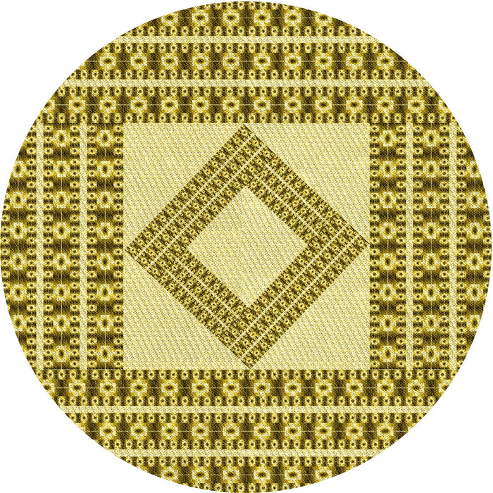 Square Machine Washable Transitional Dark Yellow Green Rug in a Living Room, wshpat2323yw