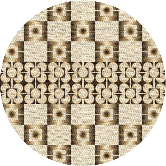 Square Patterned Golden Blonde Gold Rug, pat2324brn