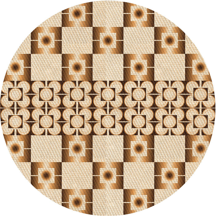 Square Patterned Deep Peach Orange Rug, pat2324org
