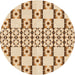 Square Patterned Deep Peach Orange Rug, pat2324org