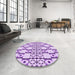 Round Patterned Blossom Pink Rug in a Office, pat2324pur