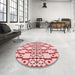 Round Patterned Red Rug in a Office, pat2324rd