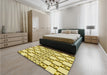 Patterned Dark Golden Brown Rug in a Bedroom, pat2324yw