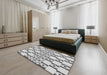 Patterned Platinum Gray Novelty Rug in a Bedroom, pat2324