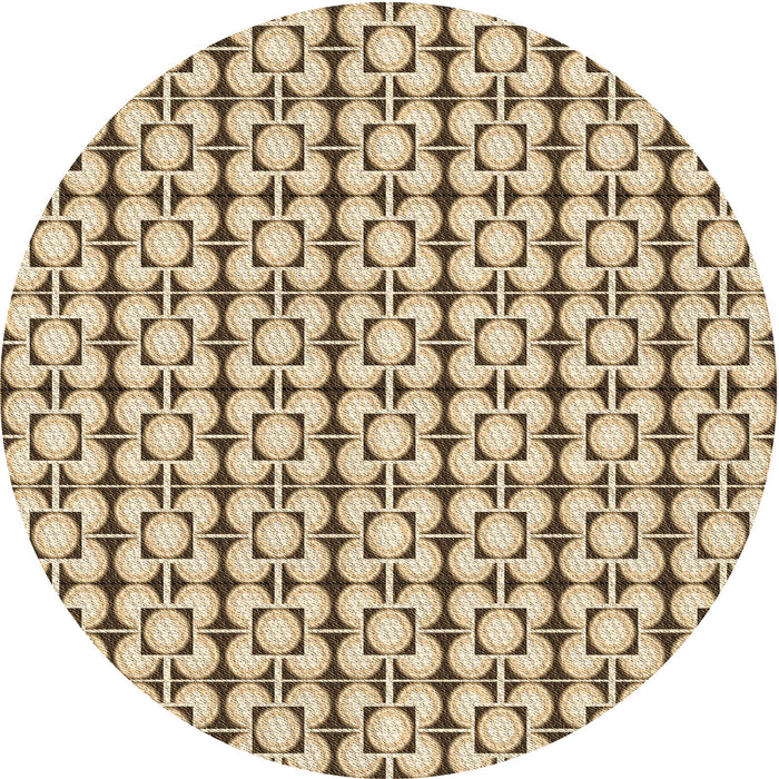 Square Patterned Khaki Gold Rug, pat2325brn