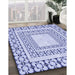 Patterned Blue Rug in Family Room, pat2326blu