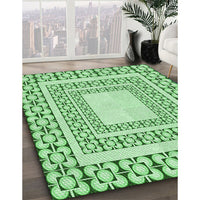 Patterned Light Green Rug, pat2326grn