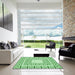 Square Patterned Light Green Rug in a Living Room, pat2326grn