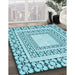 Patterned Blue Rug in Family Room, pat2326lblu