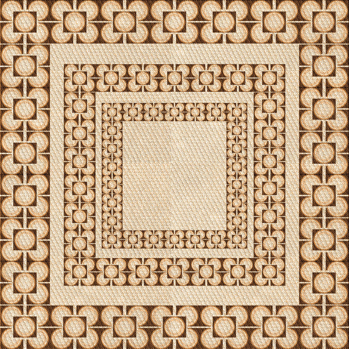 Round Patterned Deep Peach Orange Rug, pat2326org