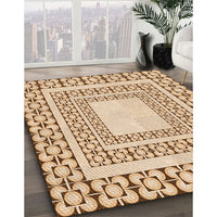 Patterned Deep Peach Orange Rug, pat2326org