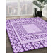 Patterned Blossom Pink Rug in Family Room, pat2326pur