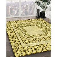 Patterned Dark Golden Brown Rug, pat2326yw