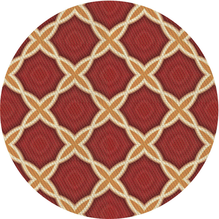 Square Patterned Red Rug, pat2327brn