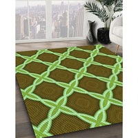 Patterned Dark Bronze Brown Rug, pat2327grn