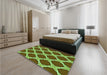 Patterned Dark Bronze Brown Rug in a Bedroom, pat2327grn