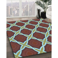 Patterned Saffron Red Rug, pat2327lblu