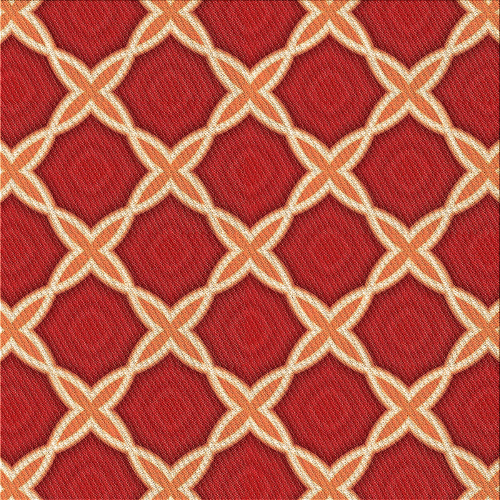 Round Patterned Orange Rug, pat2327org